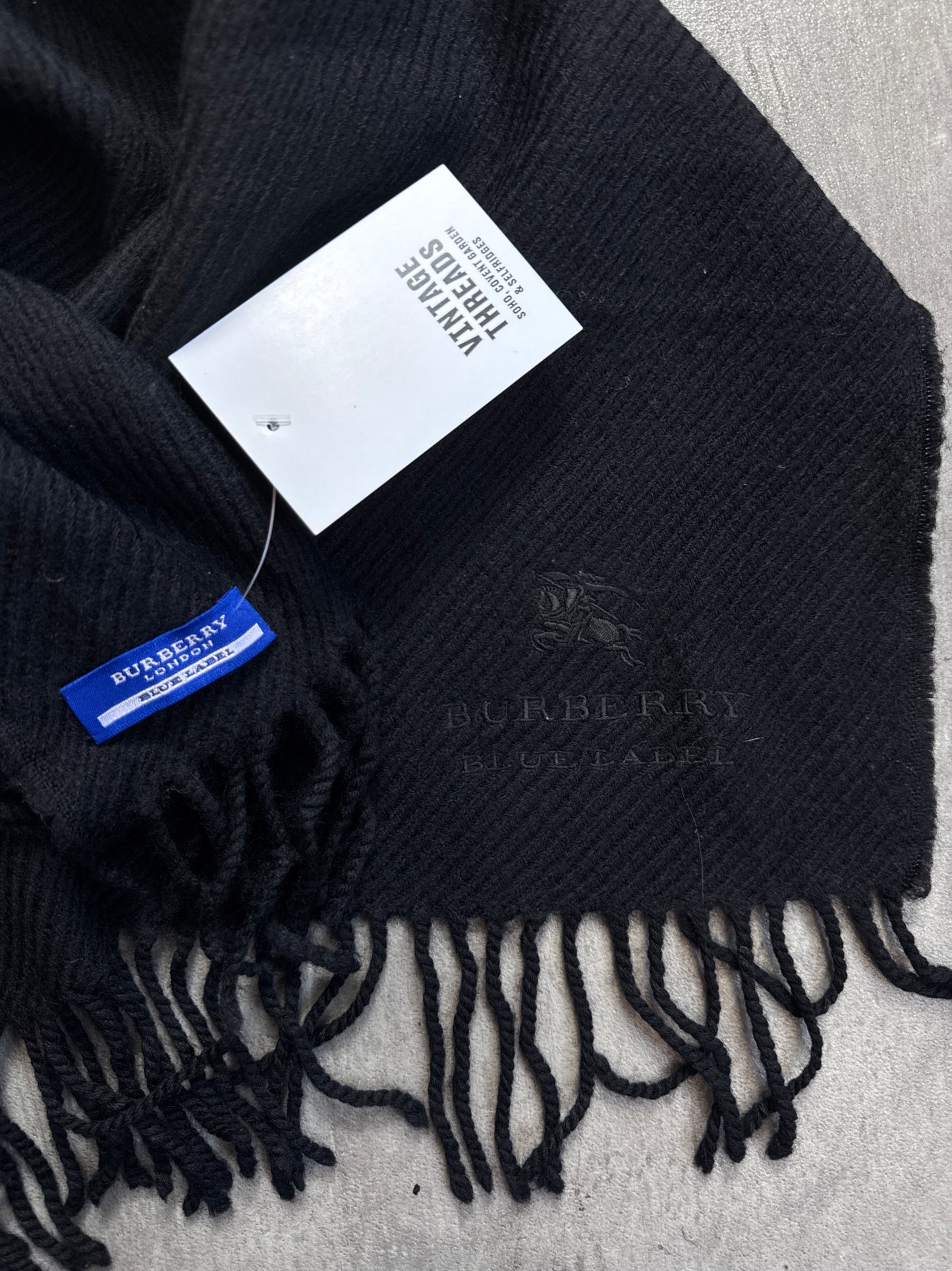 Burberry Blue Label Black Wool Blend Scarf