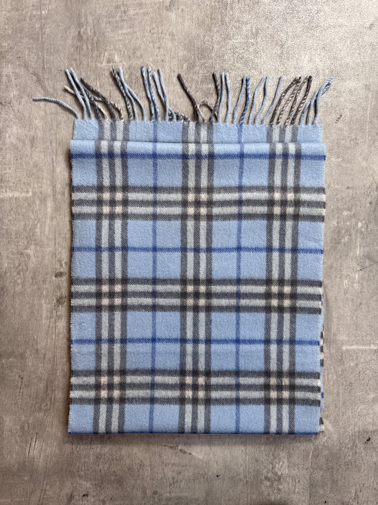Burberry Light Blue House Check Cashmere Scarf
