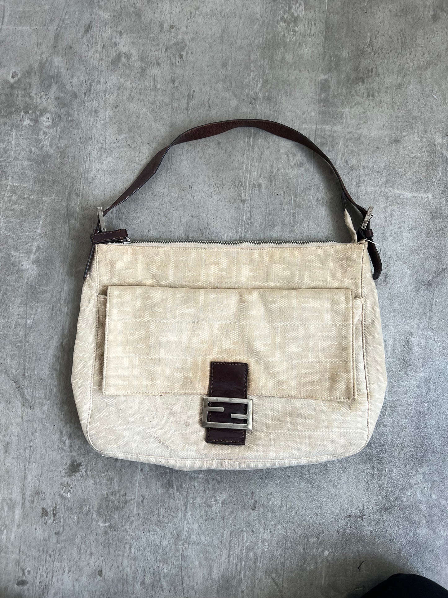 Fendi Zucca Mumma Baguette Cloth Shoulder Bag