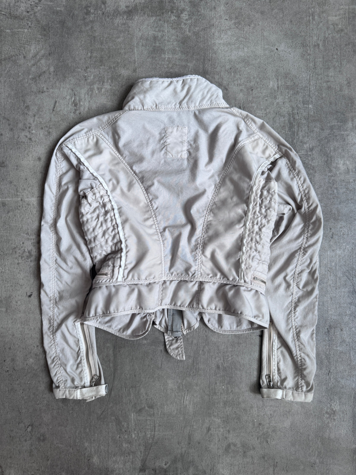 2000's Marithe Francois Girbaud Quilted Ruched Sleeve Cropped Jacket