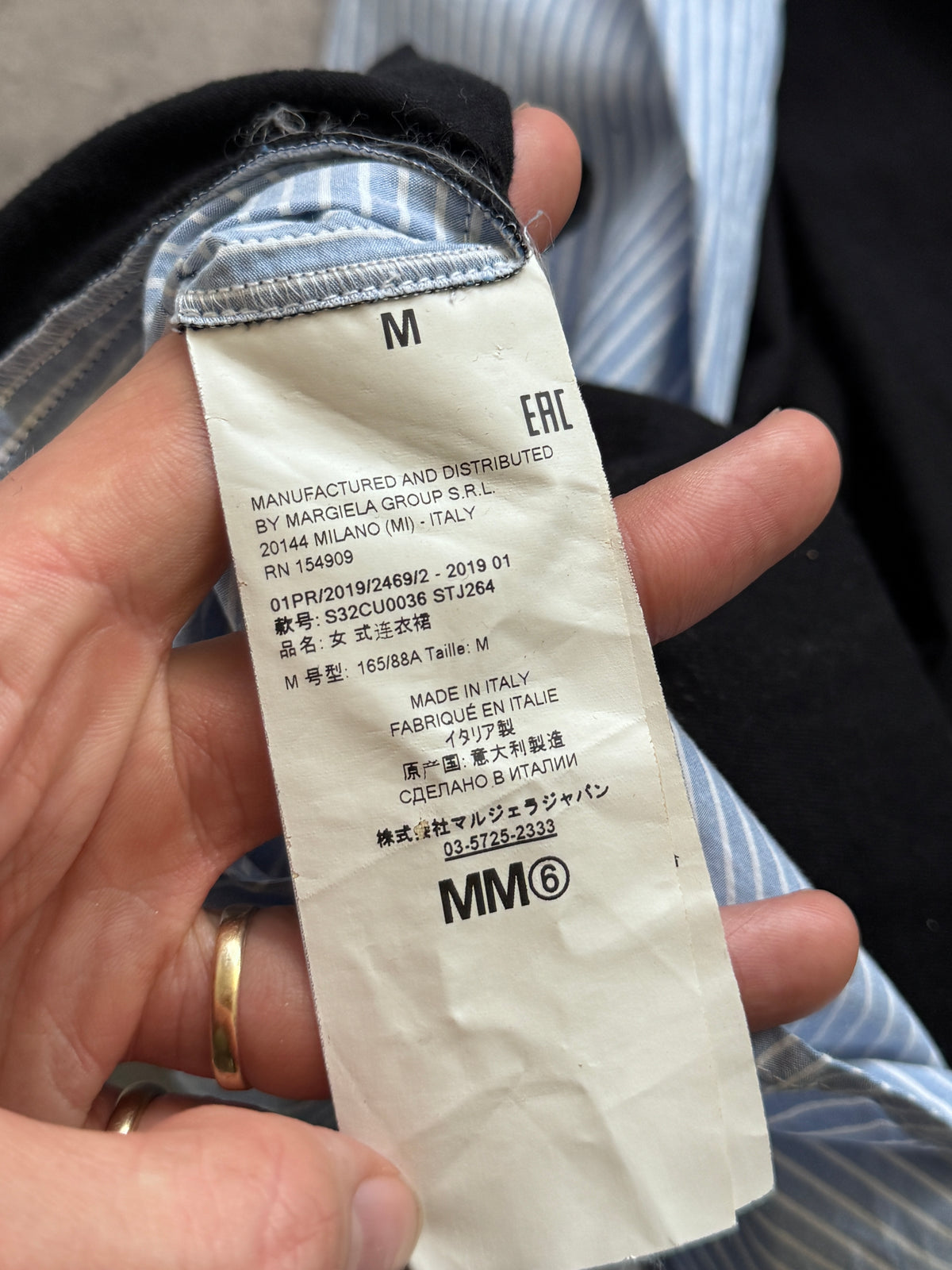 Maison Margiela MM6 Blue Pinstripe Panelled Sleeveless dress