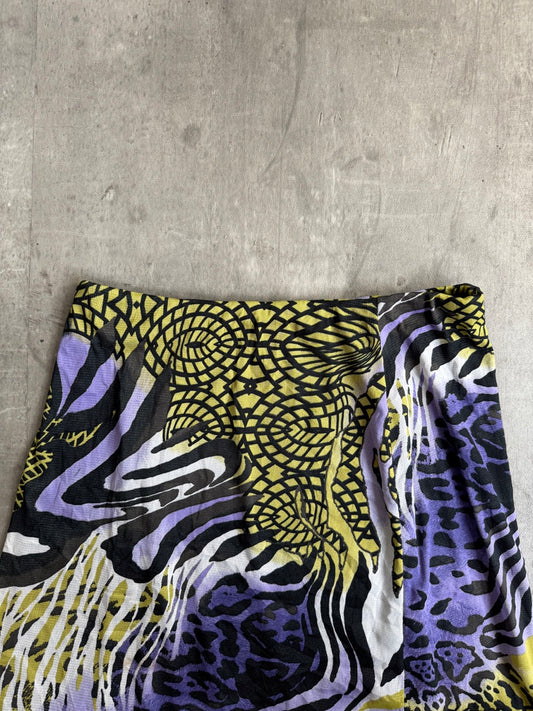 Abstract Print Multi Mesh Midi Skirt