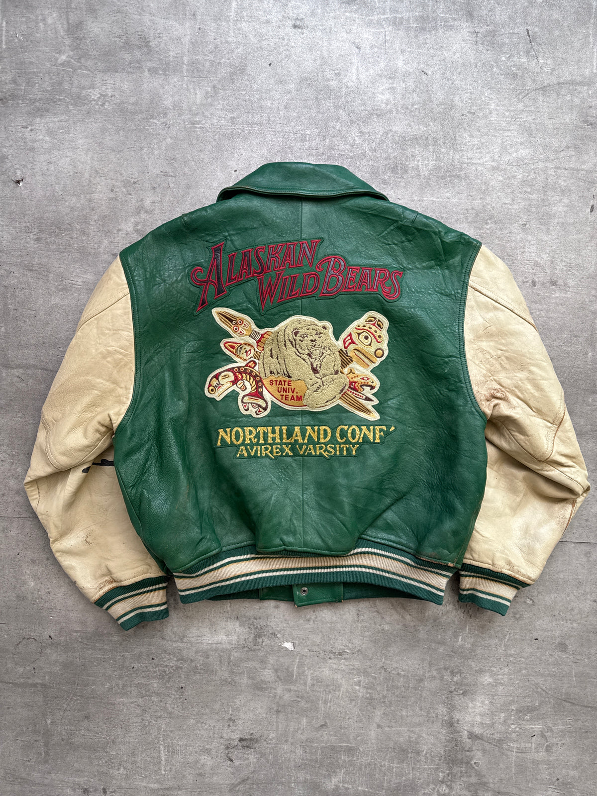 1980's Avirex Varsity 'Alaskan Wild Bears' Leather Jacket