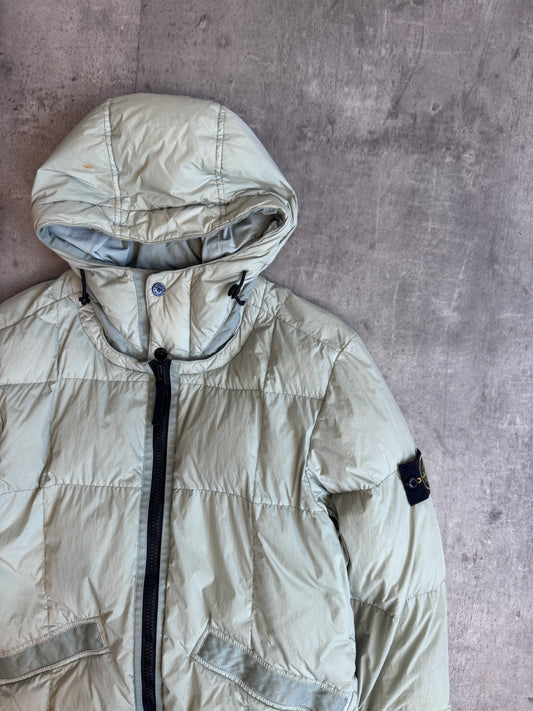 A/W 2019 Stone Island Pale Green Garment Dyed Crinkle Reps Down Jacket (Sold As Seen)