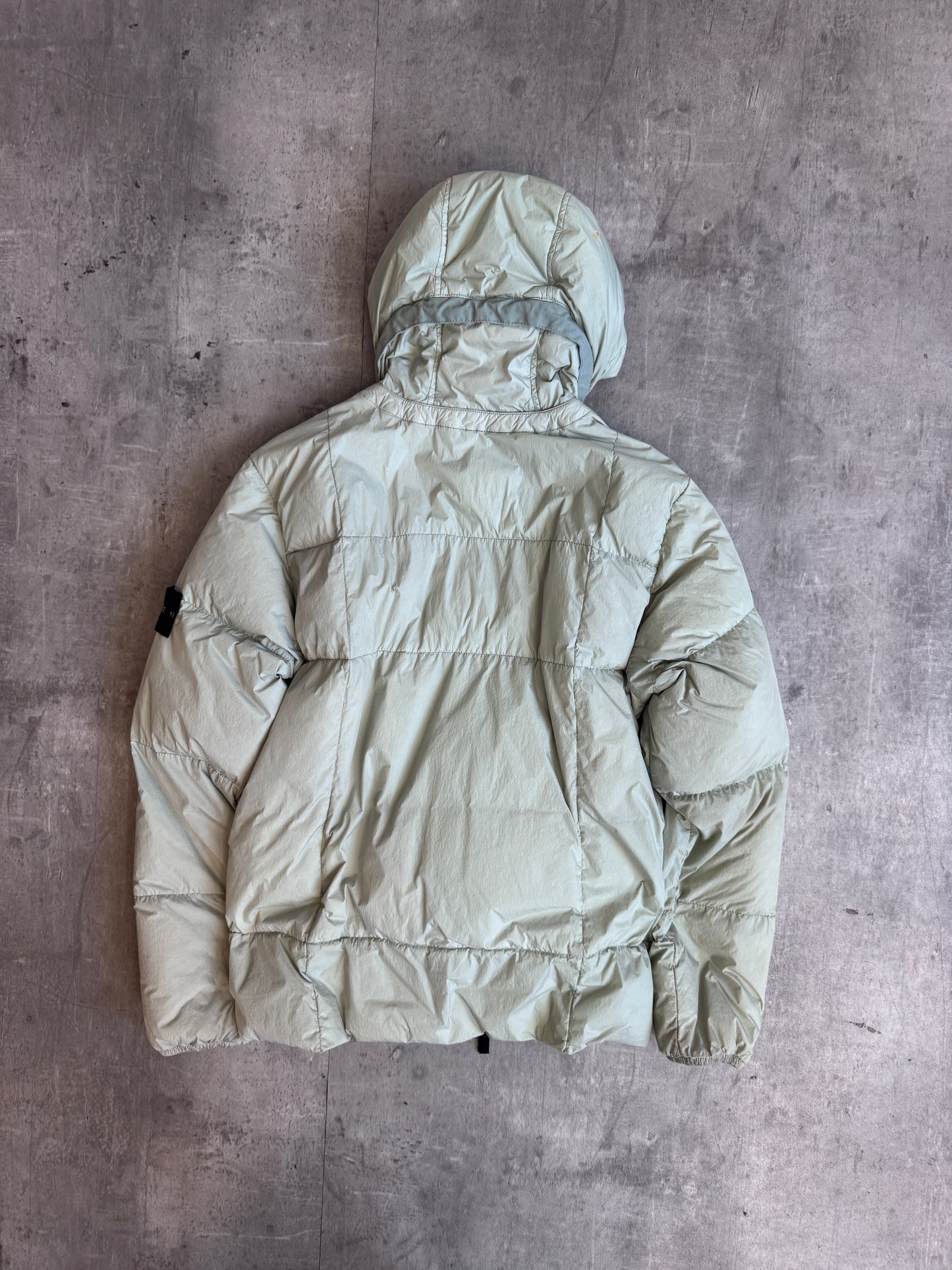 A/W 2019 Stone Island Pale Green Garment Dyed Crinkle Reps Down Jacket (Sold As Seen)