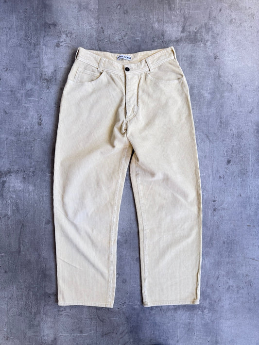 1990s Stone Island Beige Corduroy Trousers