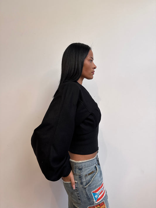 VT Rework: Custom Order - Ribbed Hem Balloon Sleeve Bomber Jacket