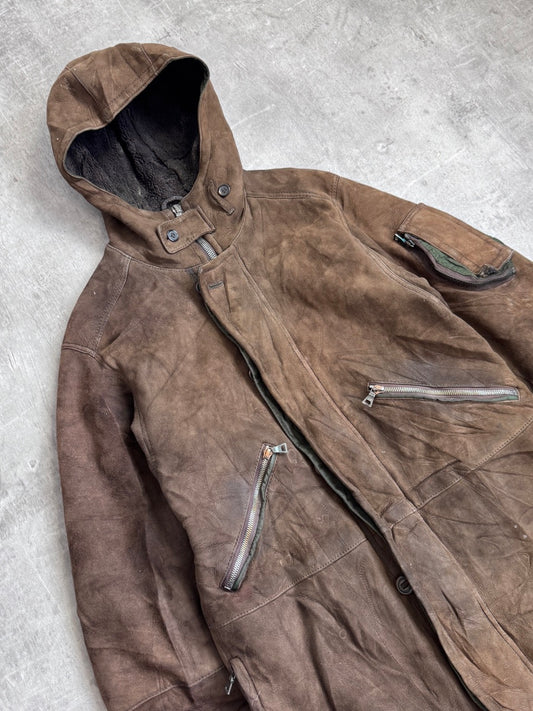 Prada Brown Suede Hooded Jacket