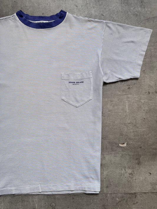 1980's Stone Island Marina Vertical Stripe Pocket Tee