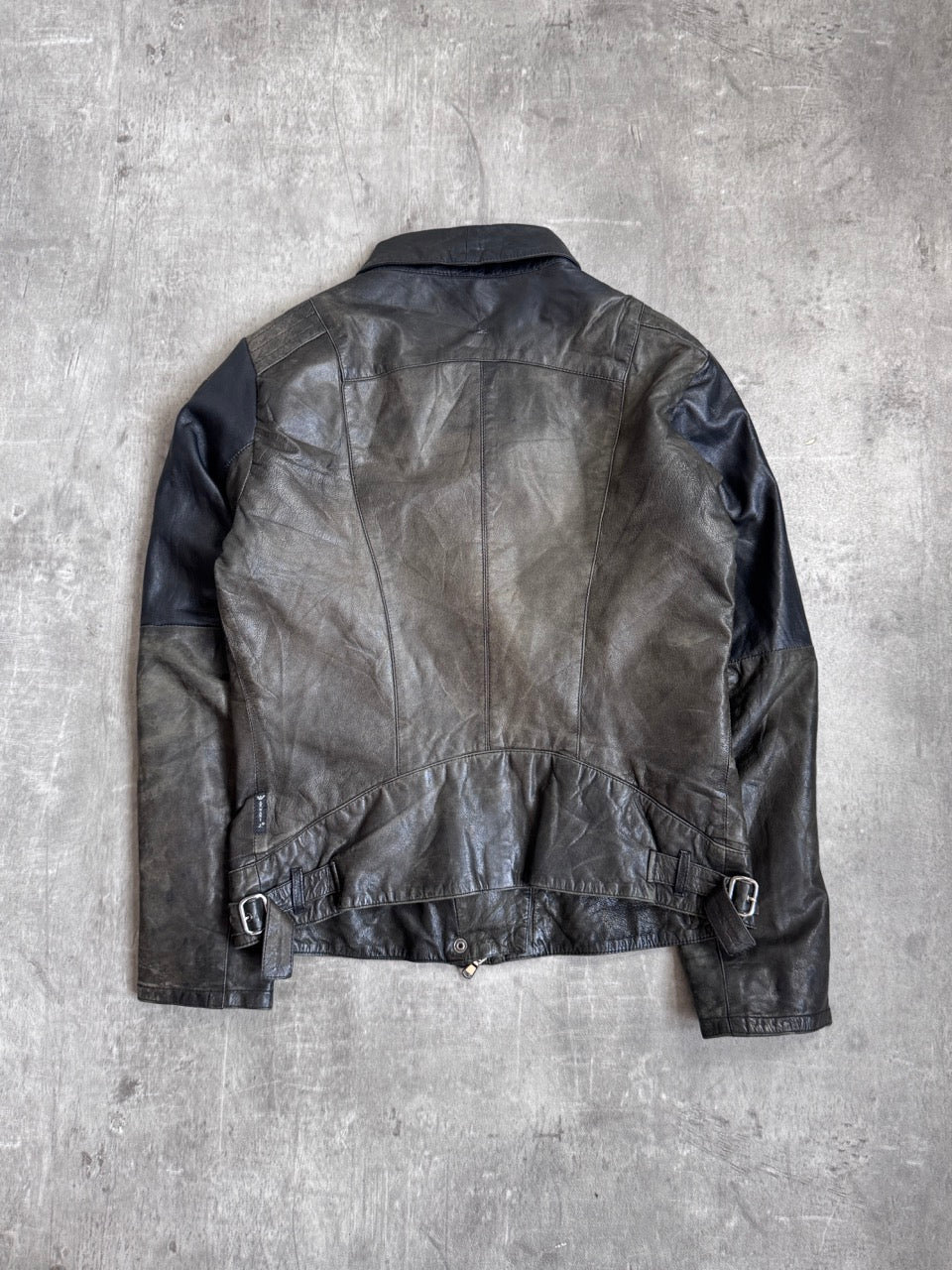 Armani Jeans Khaki Leather Moto Jacket