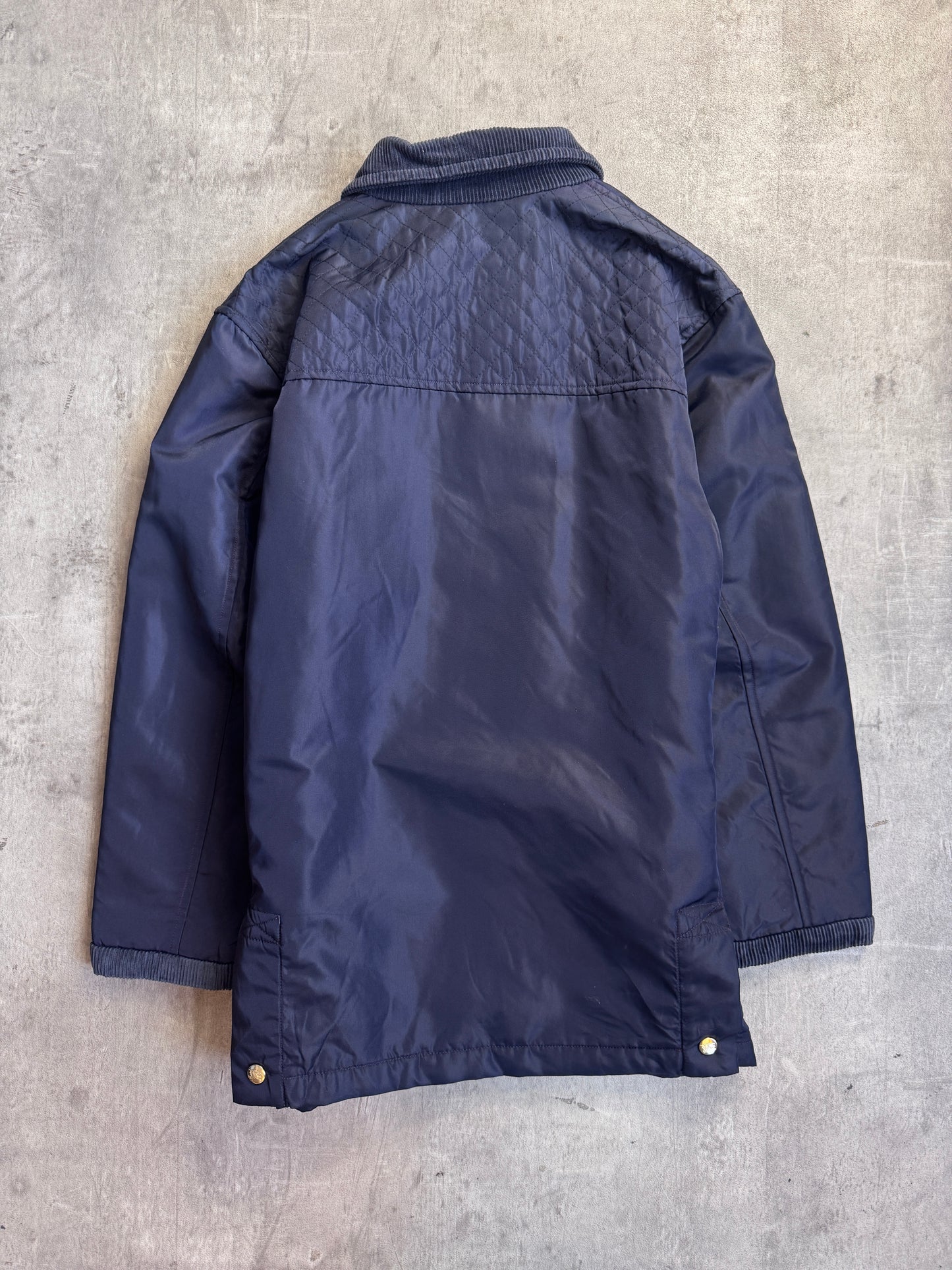 Burberry Navy Nova Check Lined Quilted Pocket Garden Jacket