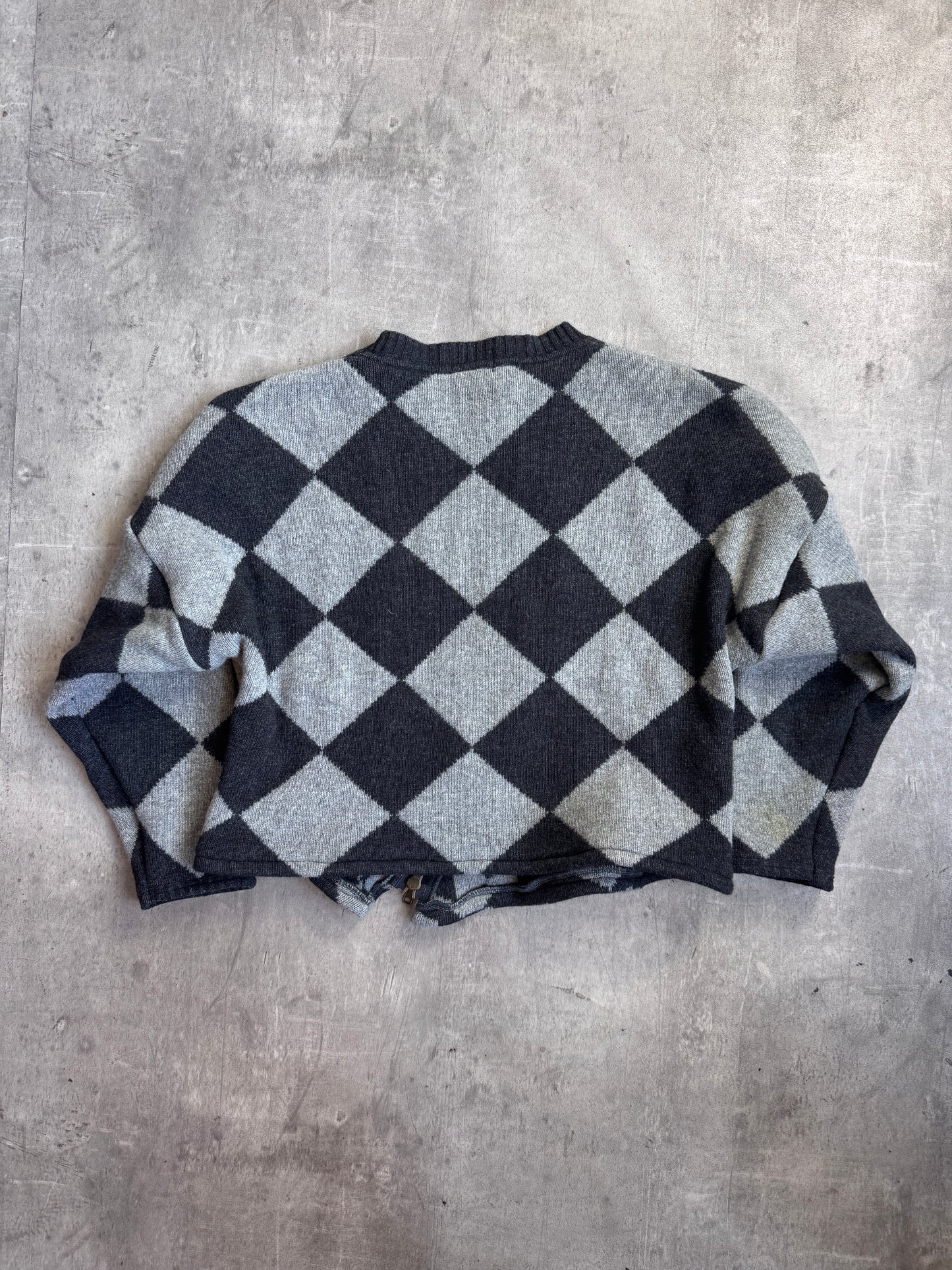 VT Rework: Moschino Jeans Asymmetric Zip Grey Wool Sweater