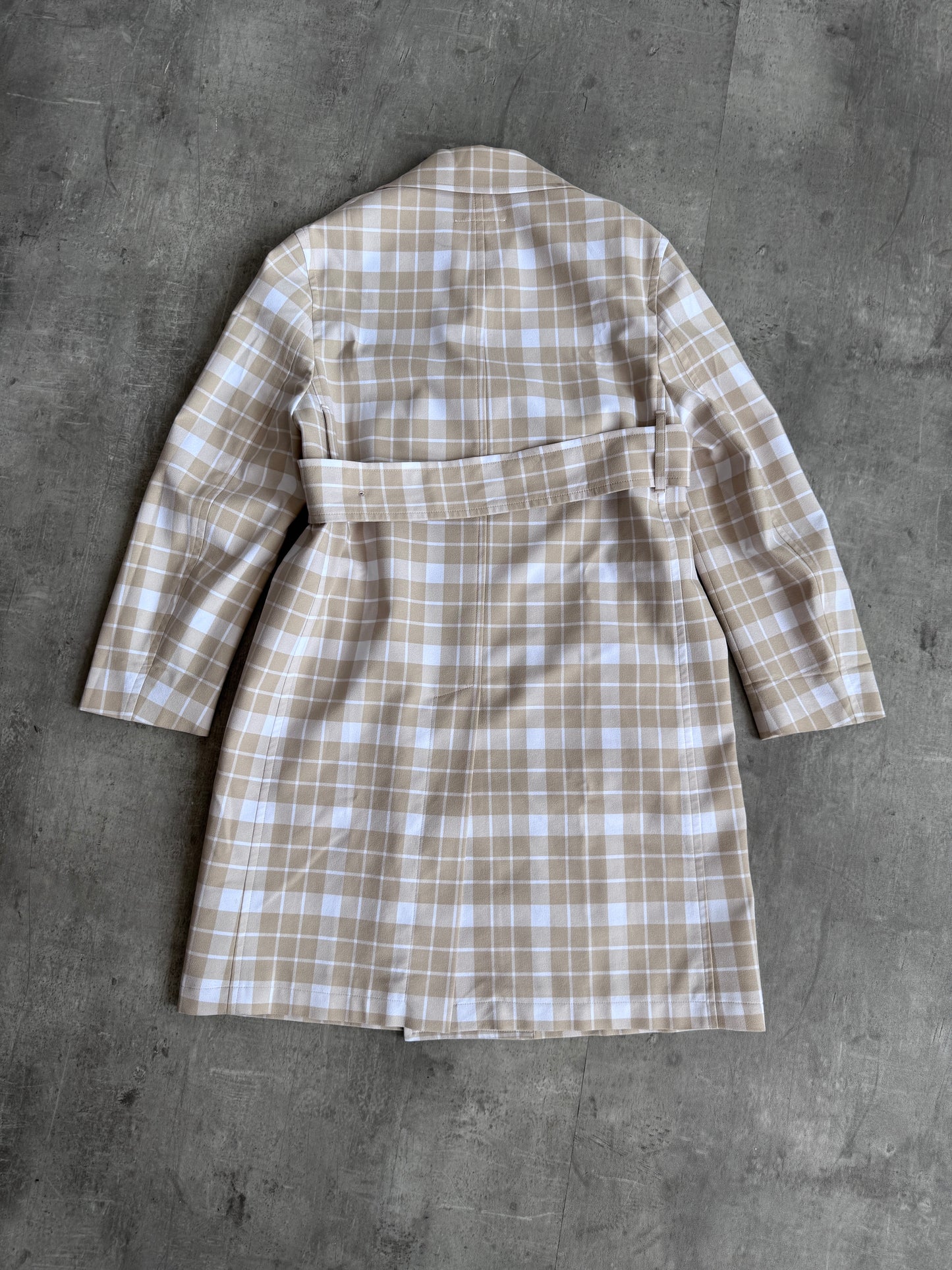 Maison Margiela 6 Double Breasted Beige Check Trench