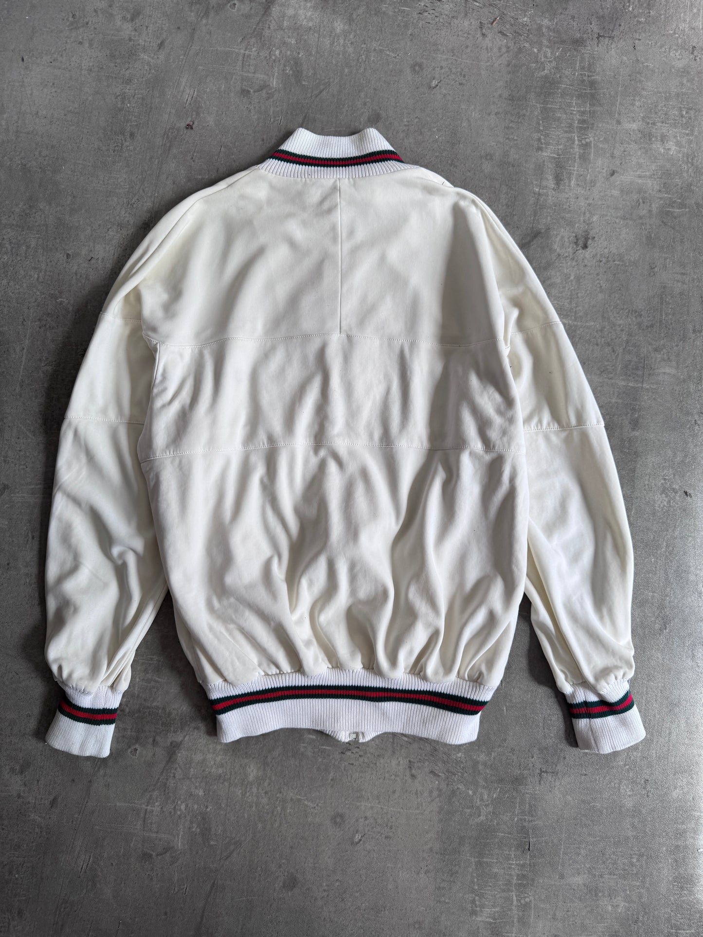90s Gucci Cream Stripe Zip Up Sweater
