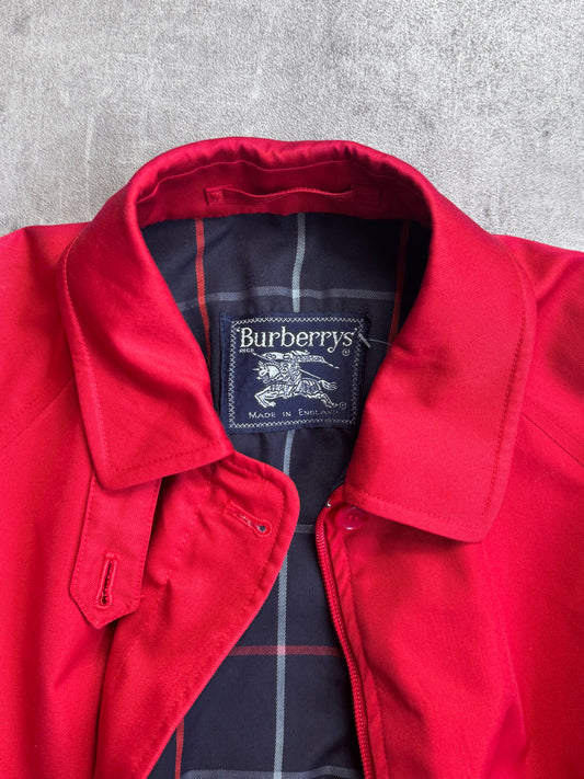 Burberry Classic Red Tatershall Navy Check Lined Harrington Jacket