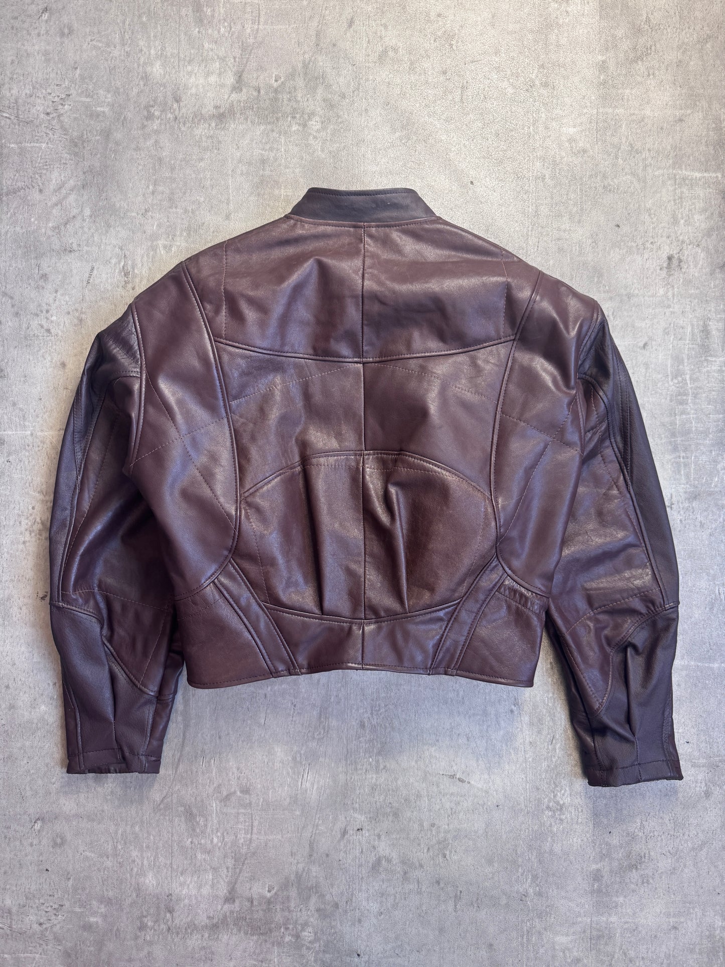 VT Rework: Gucci Monogram Boxy Brown Leather Cropped Jacket