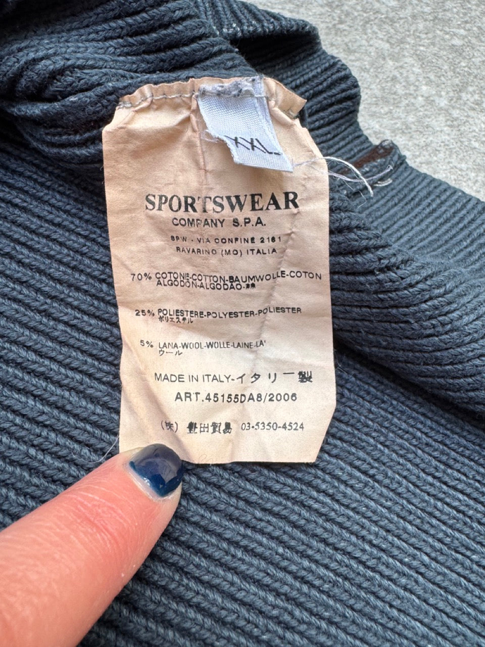 A/W 2006 Stone Island Wool Trimmed Collar Cotton Sweater