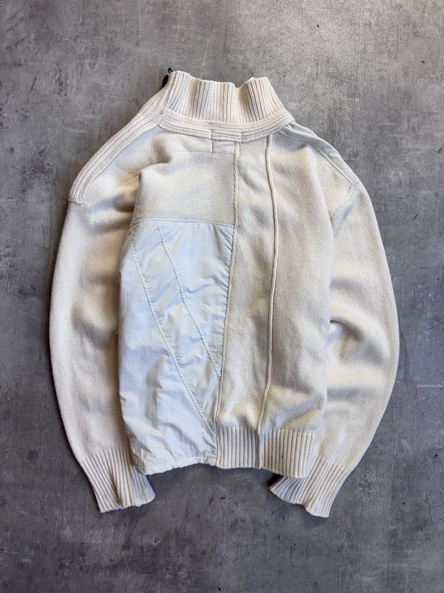 VT Rework: 2008 Stone Island Cream Wool Hybrid Knit Sweater