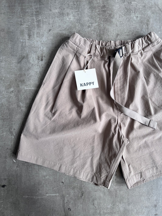 Kappy Korea Two Tuck Pleated Wide Half Pants - Beige