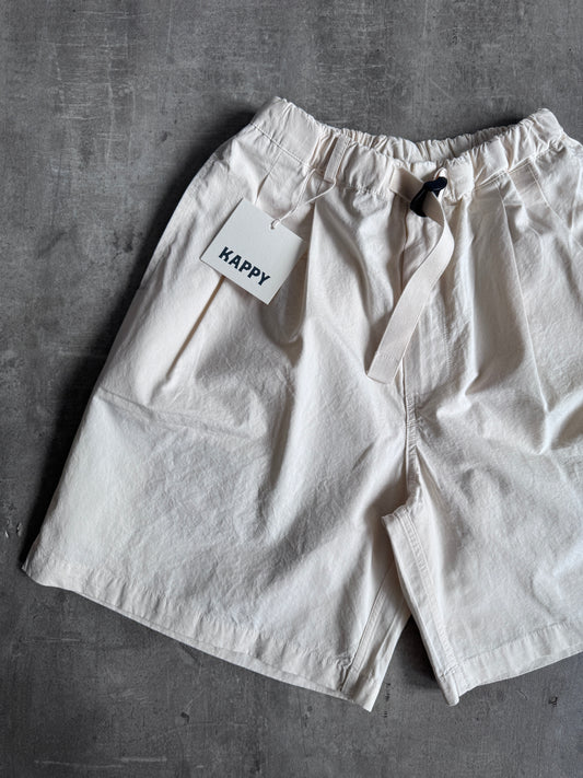 Kappy Korea Two Tuck Pleated Wide Half Pants - Cream
