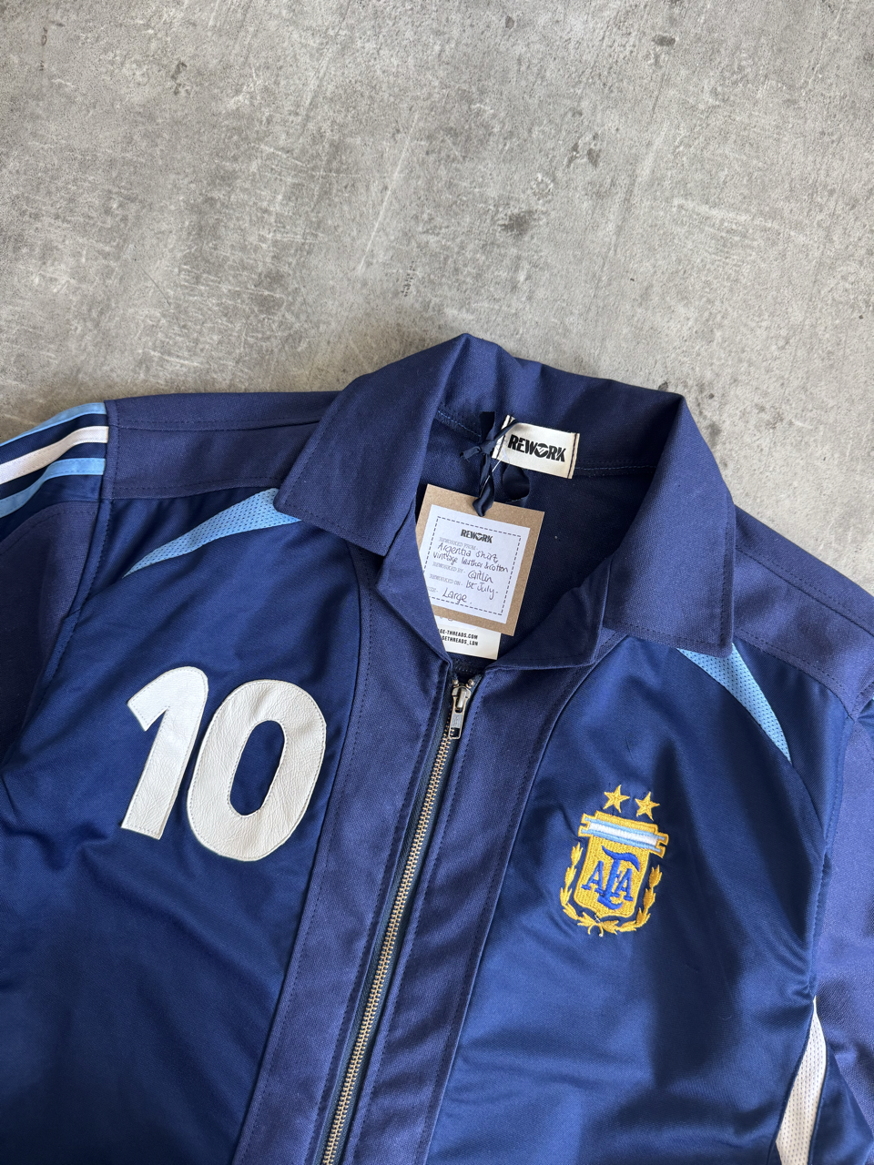 VT Rework: Argentina "Messi 10" Leather Embossed SS Zip Shirt