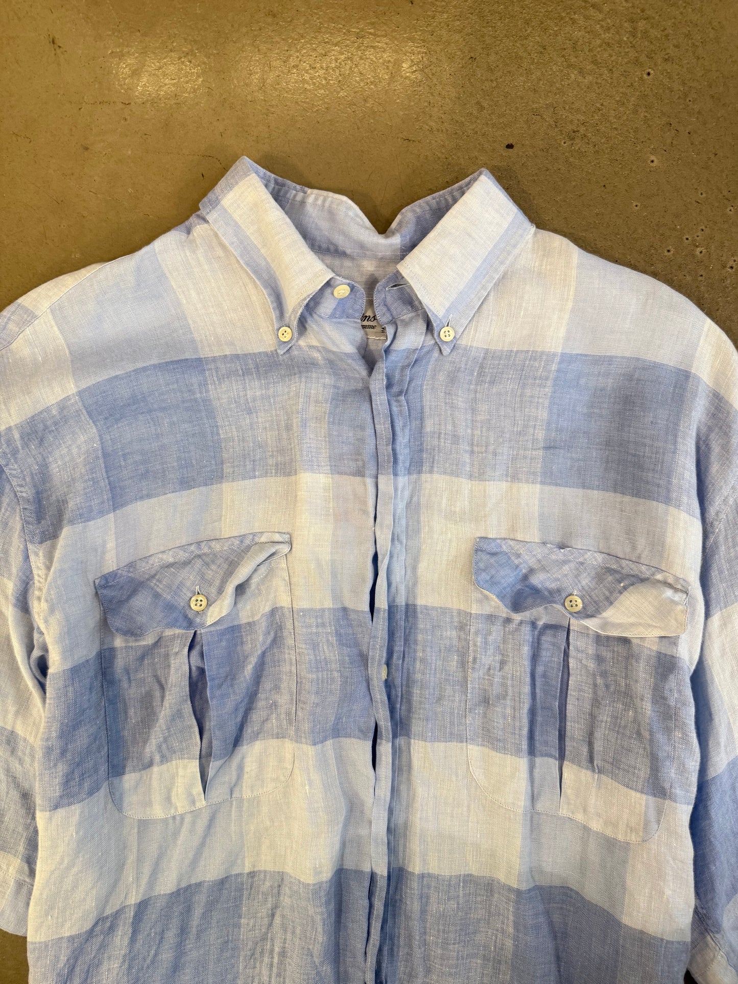 Les Copains Blue Check Linen Shirt