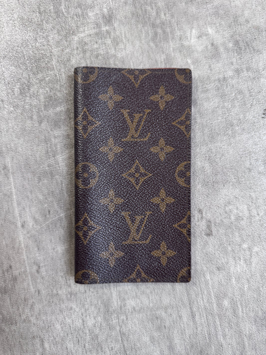Louis Vuitton Brown Leather LV Monogram Long Wallet
