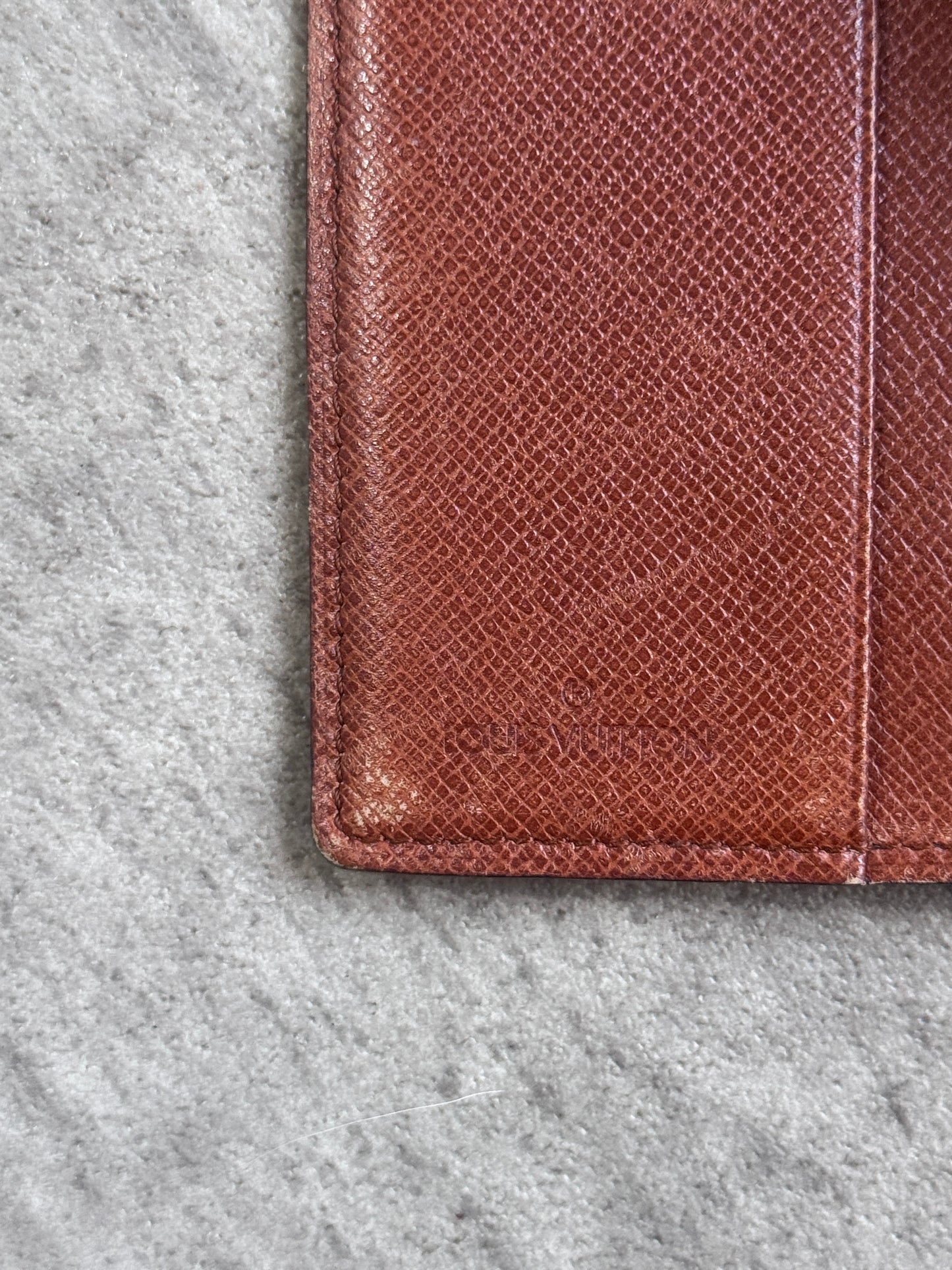 Louis Vuitton Brown Leather LV Monogram Long Wallet