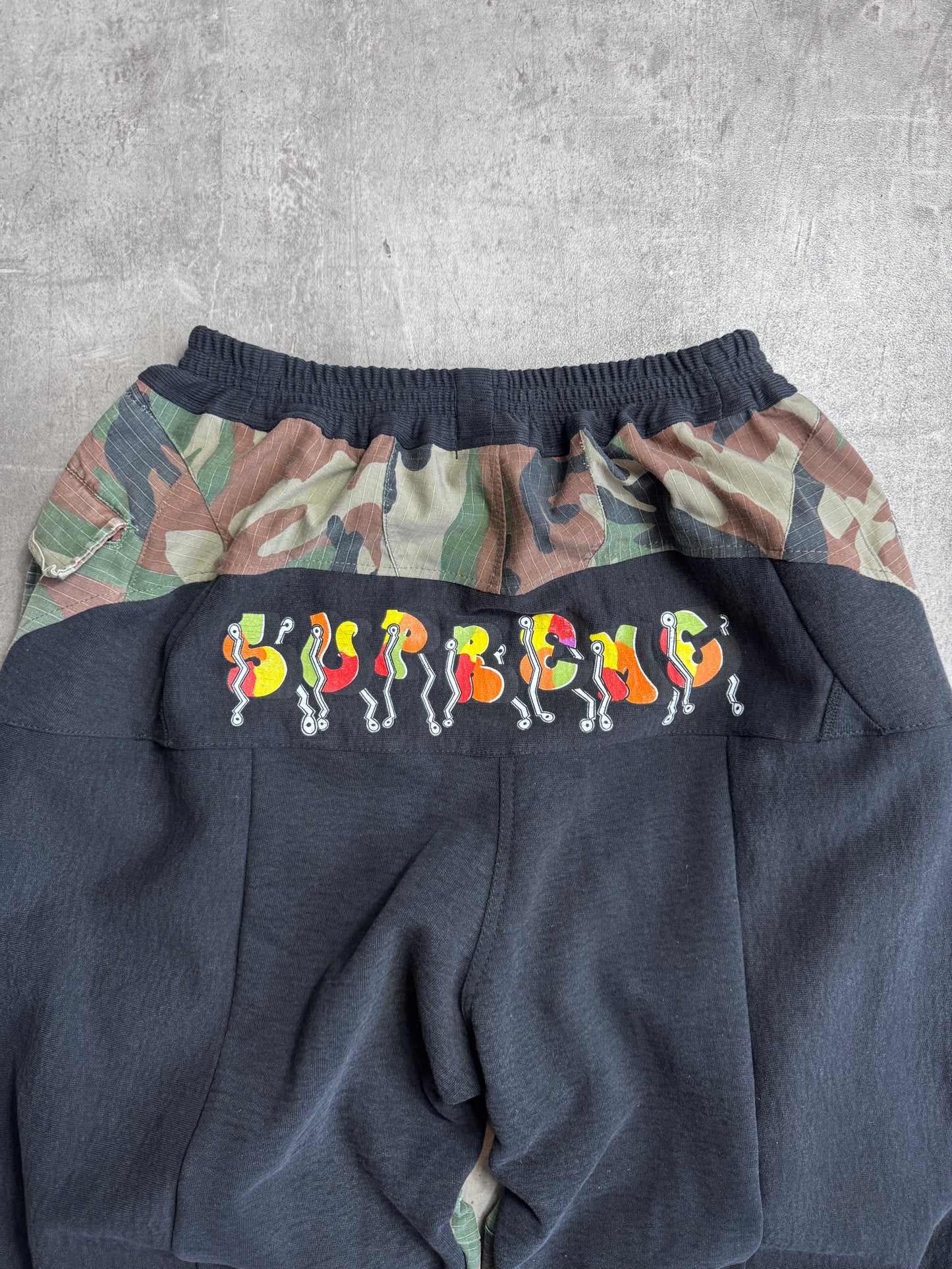 VT Rework: Supreme Blade Graphic Print Camo Joggers