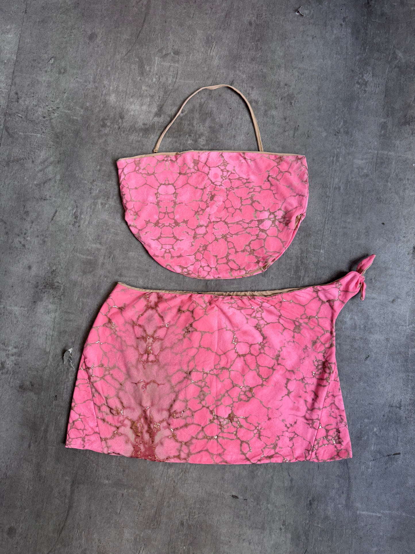 Roberto Cavalli Freedom Gold Marble Print Two Piece