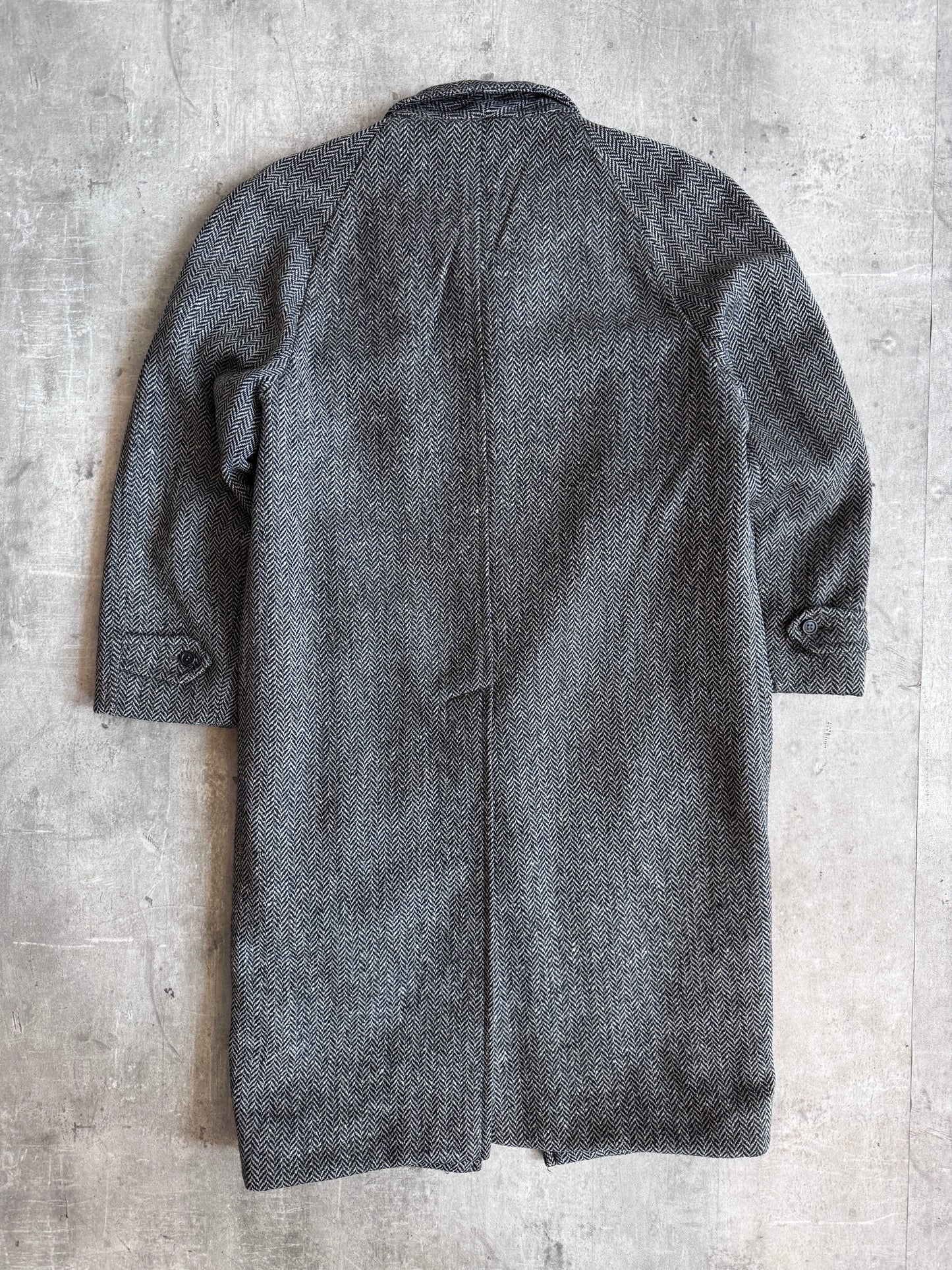 Burberry Grey Herringbone Tweed Overcoat