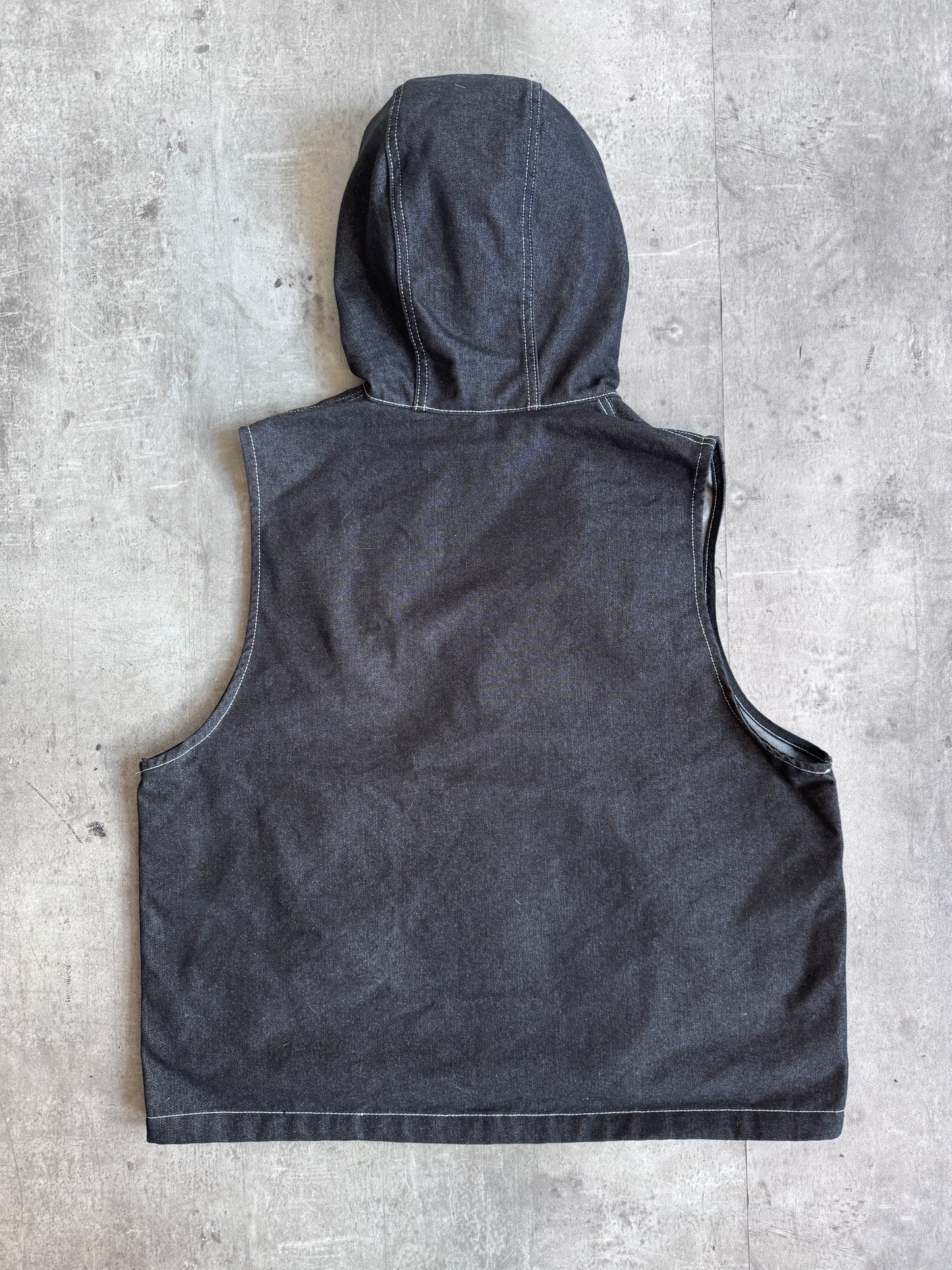 Farmers Market Black Denim Multipocket Cap HoodIndustrial Vest