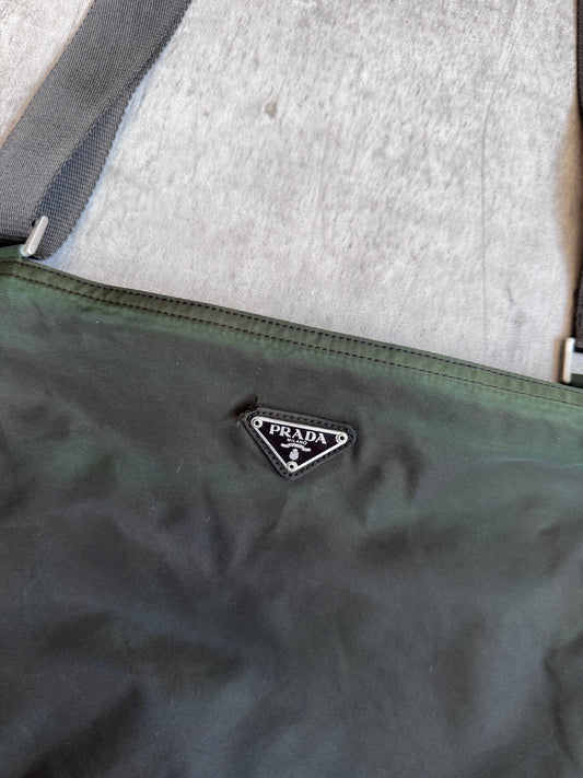 Prada Nylon Olive Green Tote Crossbody Bag