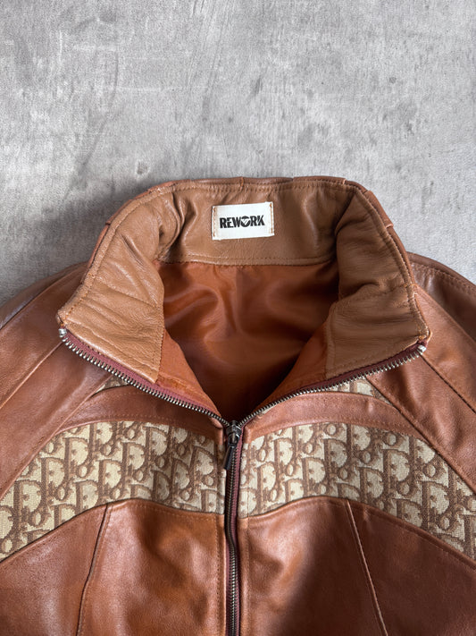 VT Rework: Dior Monogram Structured Brown Leather Cropped Jacket