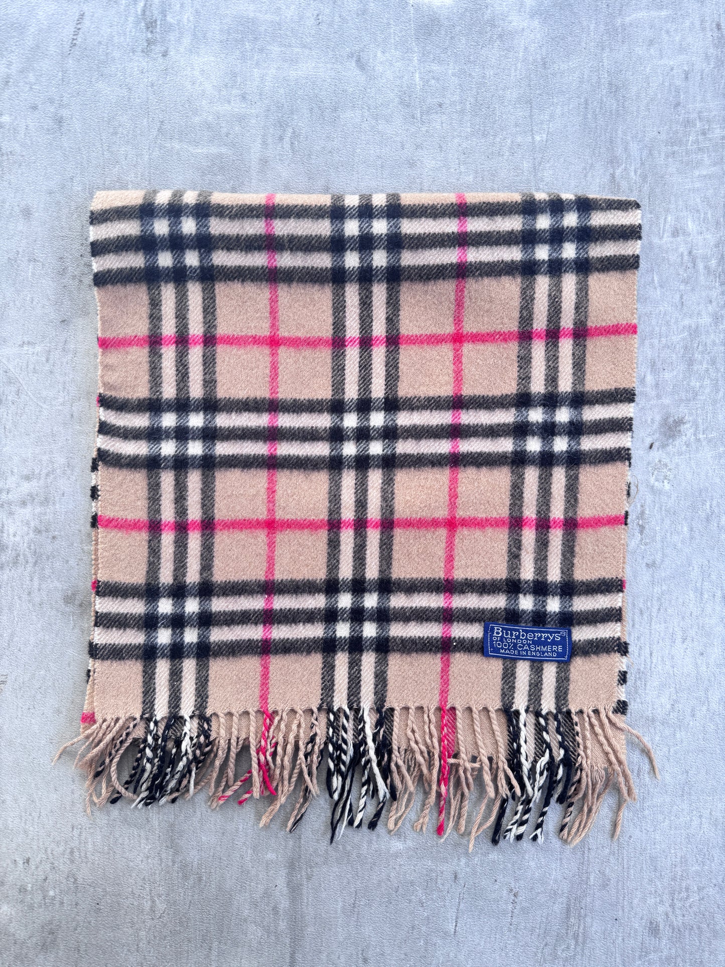 Burberry 100% Cashmere Beige Nova Check Scarf