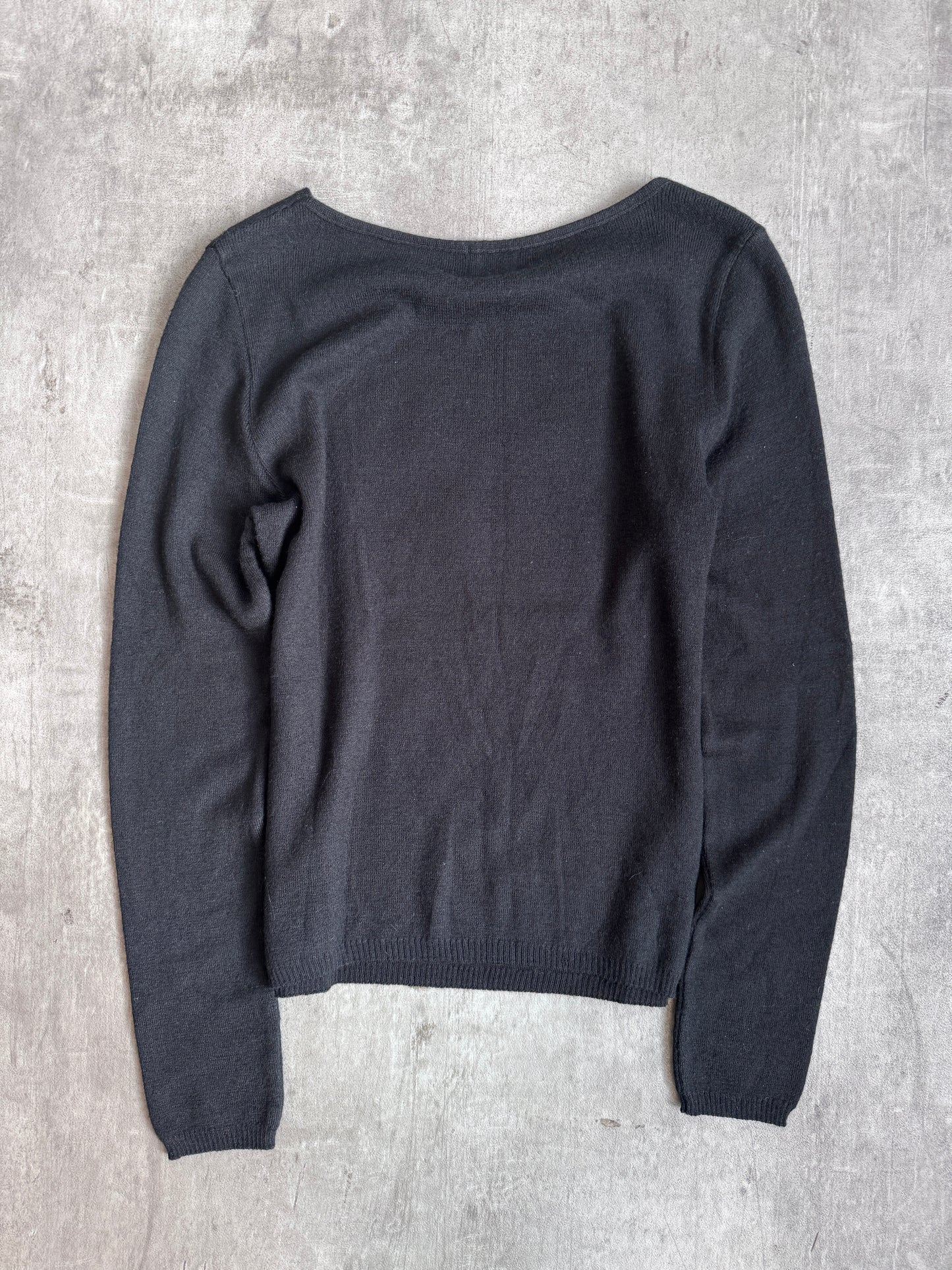 ICEBERG Jeans Logo Patch Black Wool Blend L/S Tee