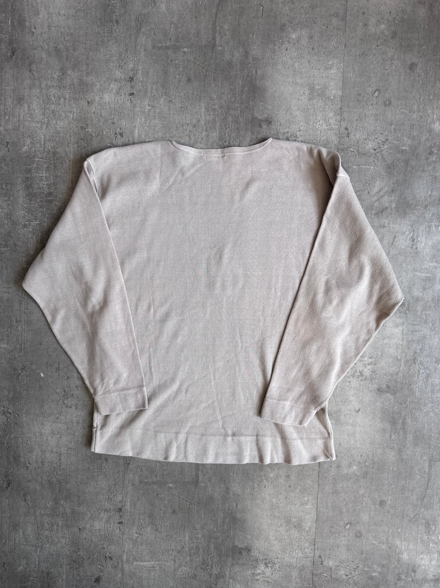 1990s Stone Island Beige Embroidered Compass Logo Boatneck Sweatshirt