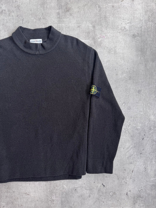 A/W 2004 Stone Island Dark Green Mockneck Knit Sweater