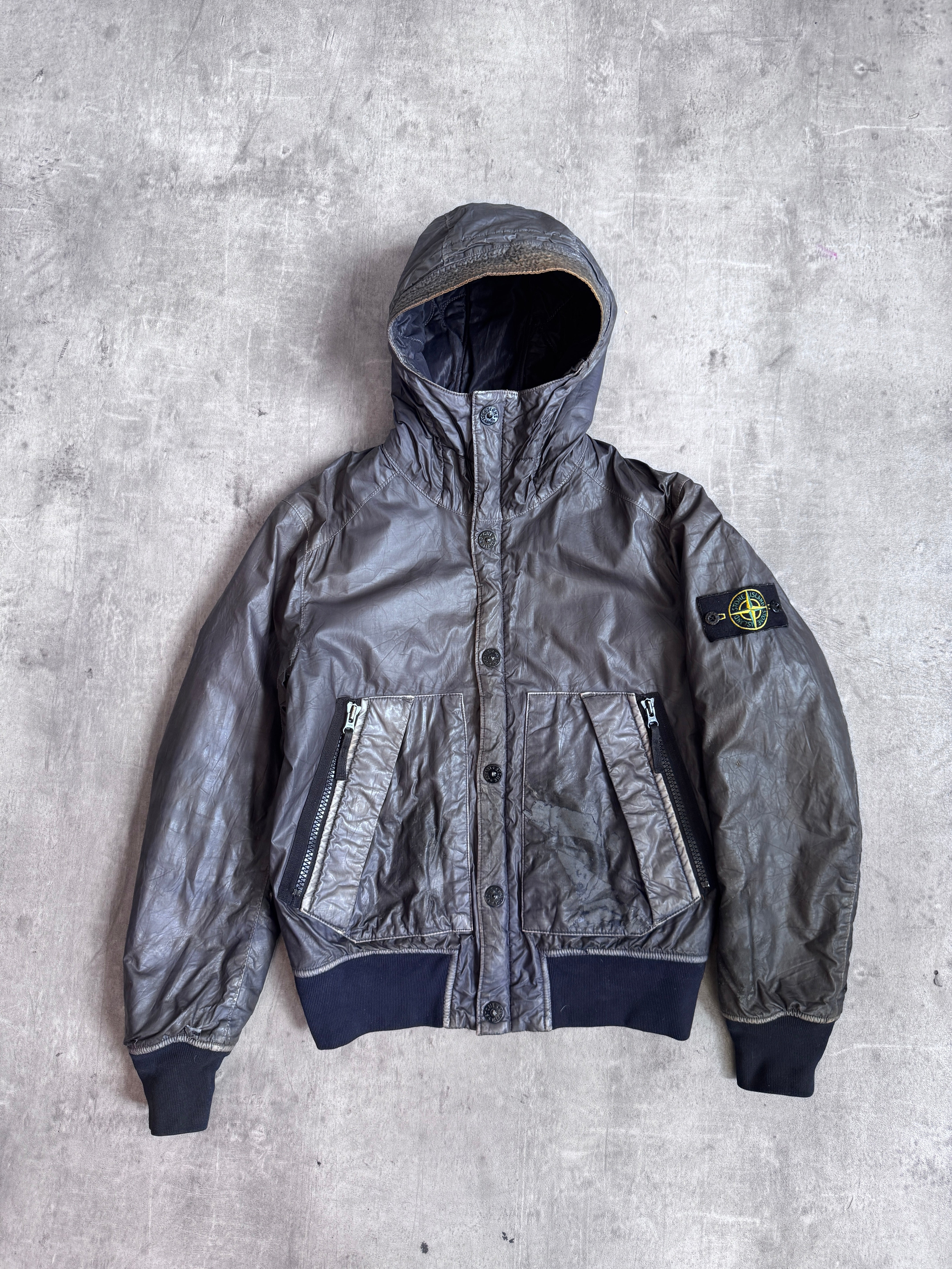 A/W 14' Stone Island Mussola Gommata Navy Reflective Nylon Hooded