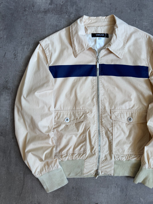 1990's Versace Sport Navy Stripe Structured Work Blouson