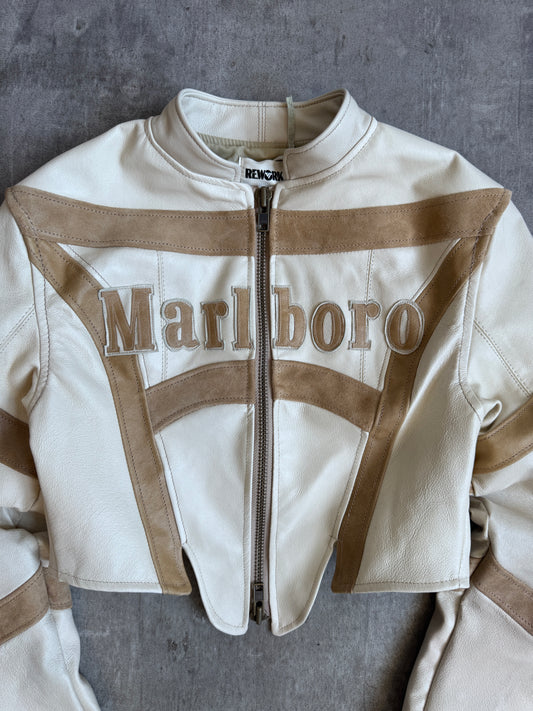 VT Rework: Marlboro Beige Corsetted Leather Jacket