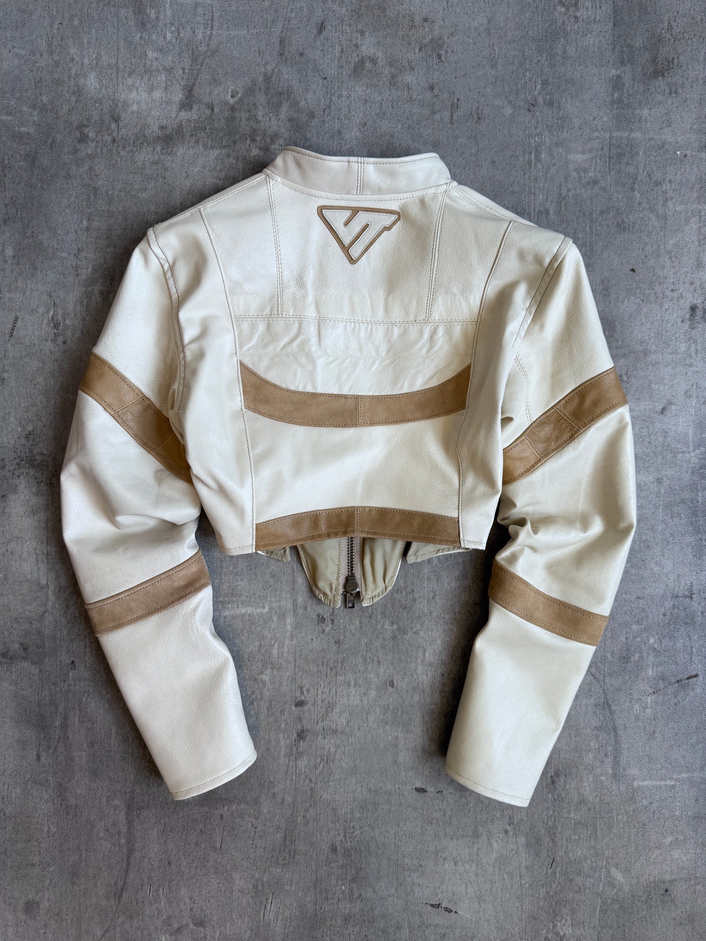 VT Rework: Marlboro Beige Corsetted Leather Jacket