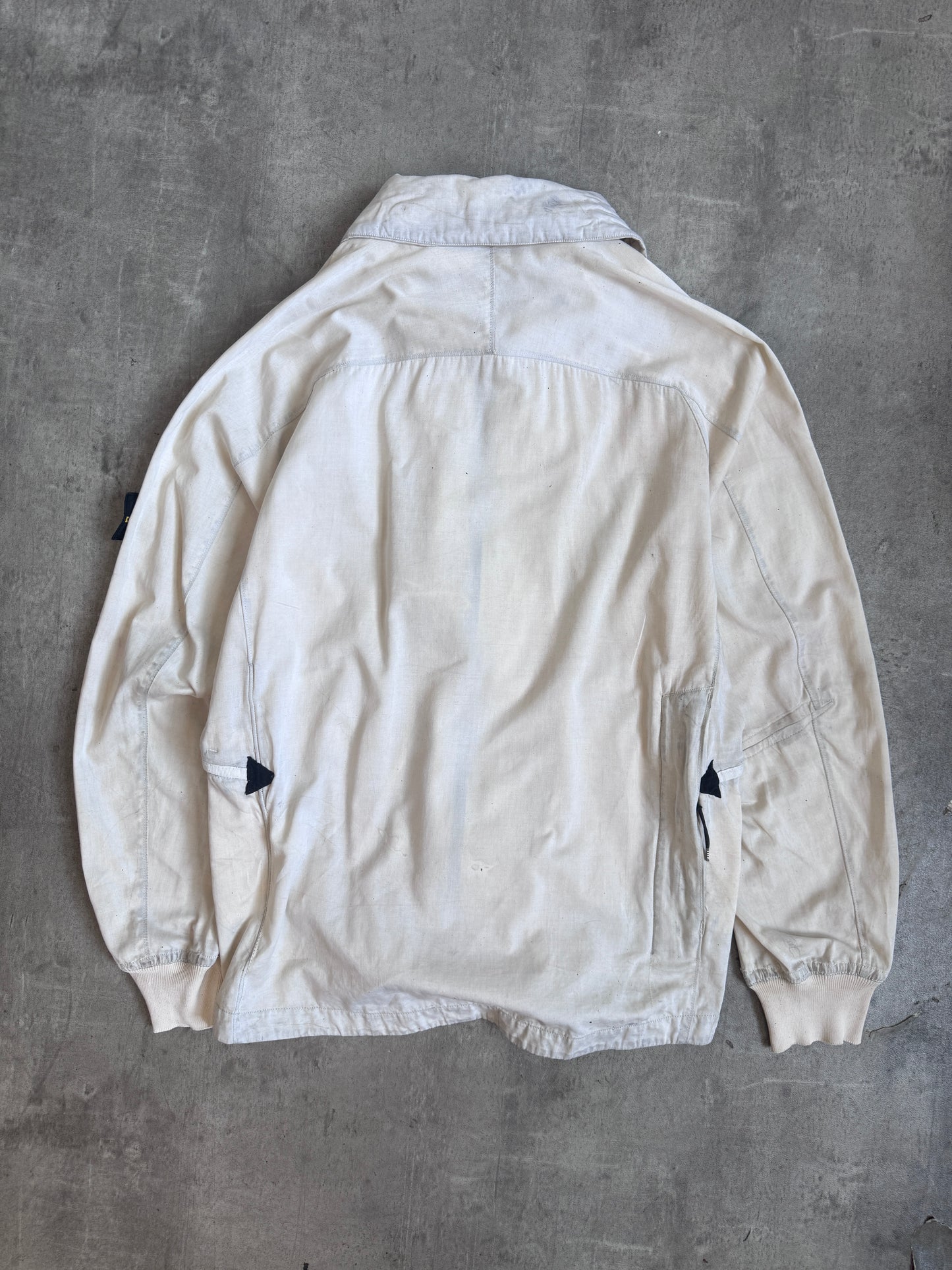 A/W 2004 Stone Island Raso Gammato Cream Distressed Tech Jacket (Sold As Seen)