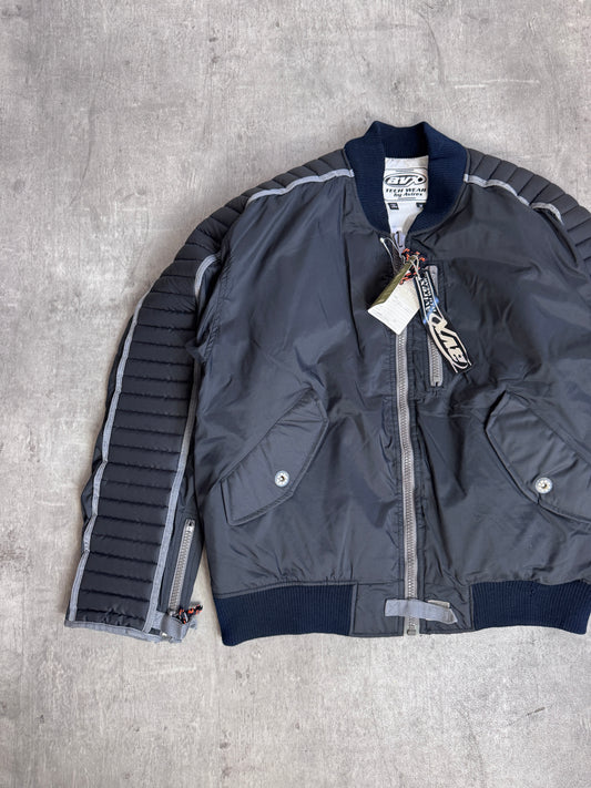 Avirex Aviators Club Tech Wear Rubberised Satin Grey Nylon Padded Bomber