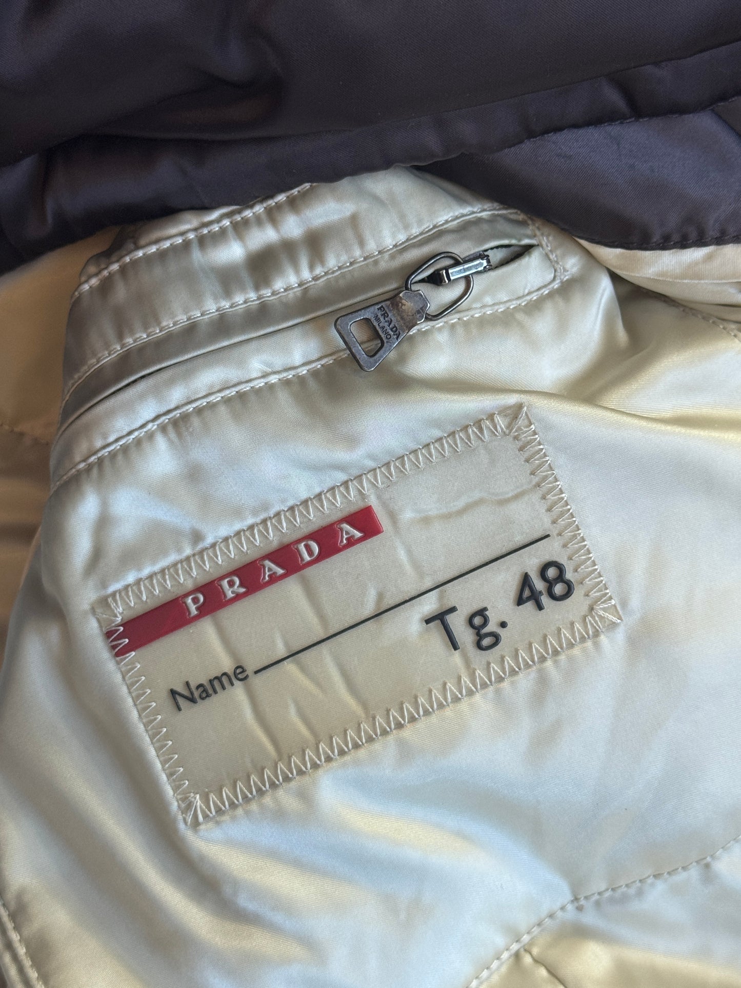 Prada Fur Collar Brown Puffer Down Jacket