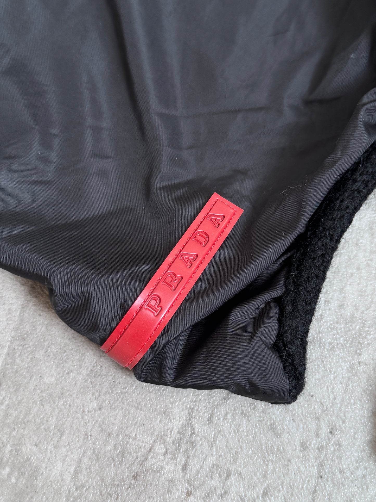 Prada Black Nylon Knit Scarf