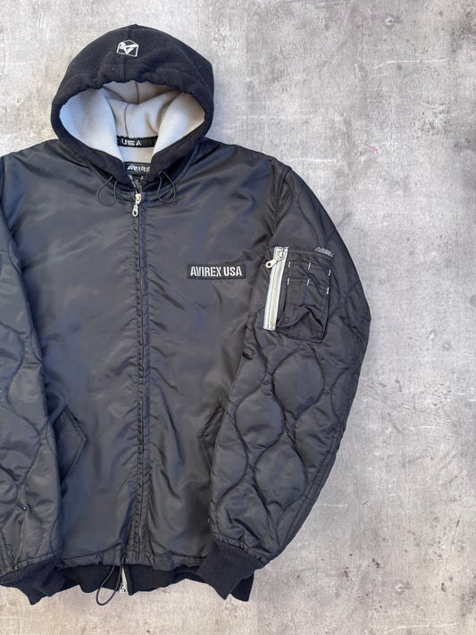 Avirex USA Nylon Hooded Bomber Jacket