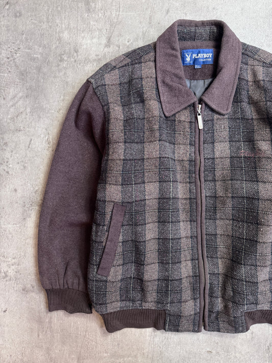 Playboy Wool Plaid Bomber Jacket
