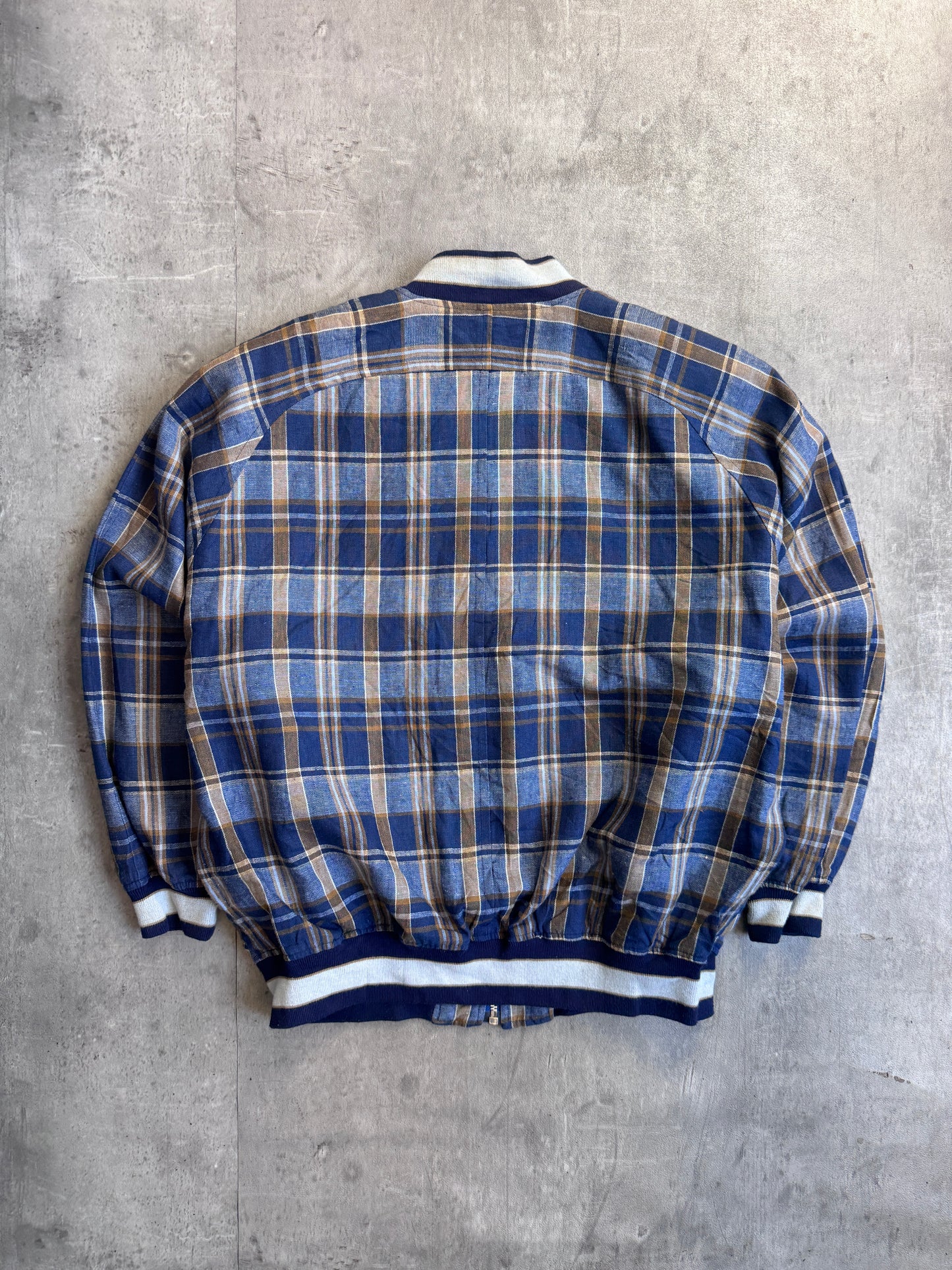 Issey Miyake Hai Sporting Gear Blue Tartan Bomber Jacket