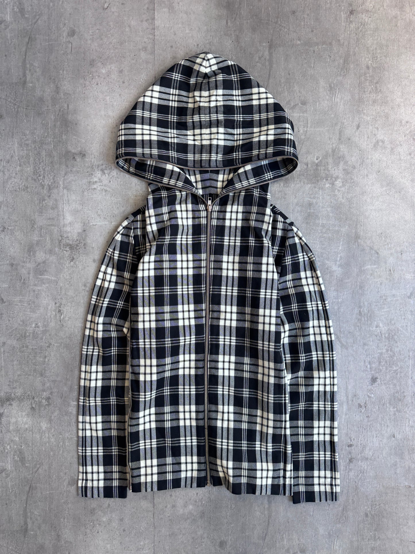 Issey Miyake Check Full Zip Hooded Lightweight Jacket